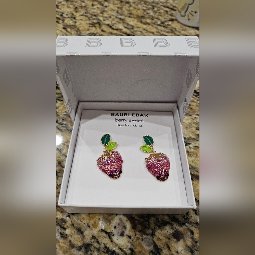 BaubleBar Pink Strawberry Earrings - Picture 1 of 2
